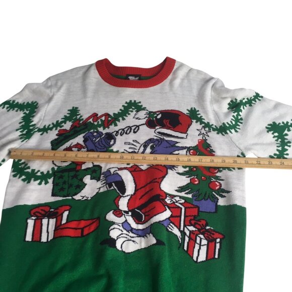 Tom and Jerry Sweater Mens Large Green Red Christmas Ugly Crewneck Pullover - Picture 13 of 15
